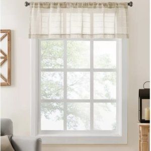 Colordrift Inez Stripe Window Valance in Natural 60" W x 16" L Modern Farmhouse